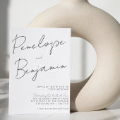 Moderne zwarte handschriftenbruiloft in één keer kaart