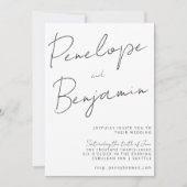 Moderne zwarte handschriftenbruiloft in één keer kaart (Voorkant)