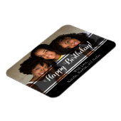 Moderne zwarte Happy Birthday Custom Photo Magnet Magneet (Linkerzijde)