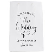 Moderne Zwarte Hart Script Welkom Bruiloft Medium Cadeauzakje (Voorkant)