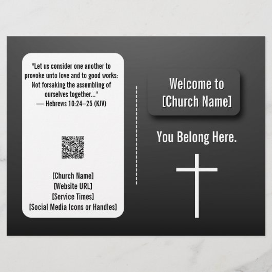 Moderne Zwarte Hedendaagse Kerkbulletin  Flyer (Voorkant)