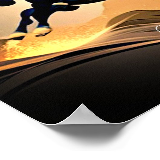 Moderne zwarte hengst in de woestijn poster (Hoek)