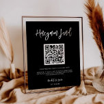 moderne zwarte Honeymoon-code QR-code Poster<br><div class="desc">Een gedurfde en trendy typografie voor je trouwkantoor,  eenvoudig maar elegant met een zwart-wit thema. Volledig aanpasbaar: u kunt indien nodig de kleuren van het lettertype en de achtergrond wijzigen. Vervang de QR-code door uw eigen code om uw gasten toegang te geven tot uw digitale wensen.</div>