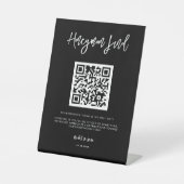 moderne zwarte Honeymoon-code QR-code Reclamebord Met Voetstuk (Voorkant)