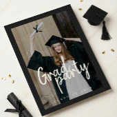 Moderne Zwarte Houtskool Foto Collage Afstuderen Kaart