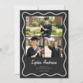 Moderne Zwarte Houtskool Foto Collage Afstuderen Kaart (Achterkant)