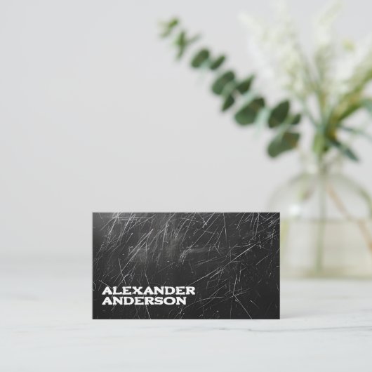 Moderne zwarte houtskool Scribble Professional Visitekaartje (Staand voorkant)