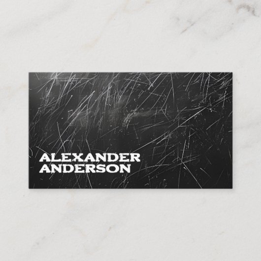 Moderne zwarte houtskool Scribble Professional Visitekaartje (Voorkant)