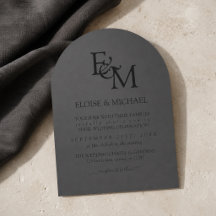 Moderne Zwarte & Houtskoolkleurige Boog Monogram T