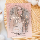 Moderne zwarte huwelijks script foto gouden folie  folie uitnodiging