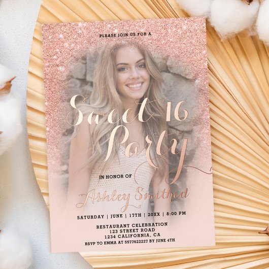 Moderne zwarte huwelijks script foto gouden folie  folie uitnodiging