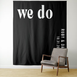 Moderne zwarte huwelijksachtergrond van Ruby Black Wandkleed