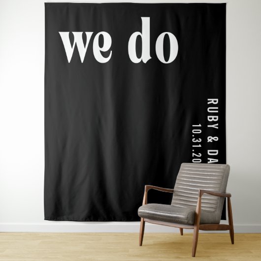 Moderne zwarte huwelijksachtergrond van Ruby Black Wandkleed (In situ)