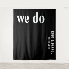 Moderne zwarte huwelijksachtergrond van Ruby Black Wandkleed