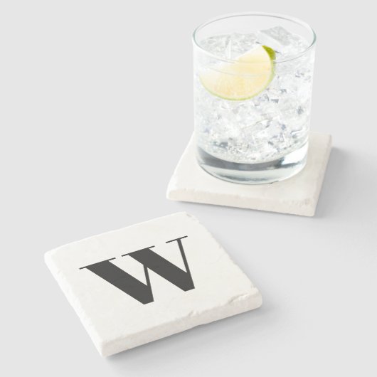 Moderne zwarte initiaal letter chic stenen onderzetter (Zijkant)