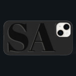 Moderne zwarte initiaal minimaal tegenwoordig Case-Mate iPhone 14 hoesje<br><div class="desc">Modern zwart initiaal monogram met minimaal contemhedendaags design van telefoonbehuizingen.</div>
