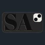 Moderne zwarte initiaal minimaal tegenwoordig Case-Mate iPhone 14 hoesje<br><div class="desc">Modern zwart initiaal monogram met minimaal contemhedendaags design van telefoonbehuizingen.</div>