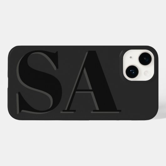 Moderne zwarte initiaal minimaal tegenwoordig Case-Mate iPhone case (Achterkant (horizontaal))