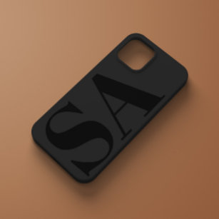 Moderne zwarte initiaal minimaal tegenwoordig Case-Mate iPhone 14 hoesje