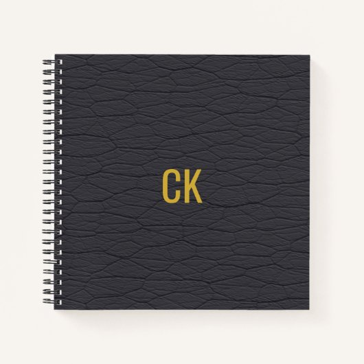Moderne zwarte Initialen van het lantaarnpatroon Notitieboek (Voorkant)