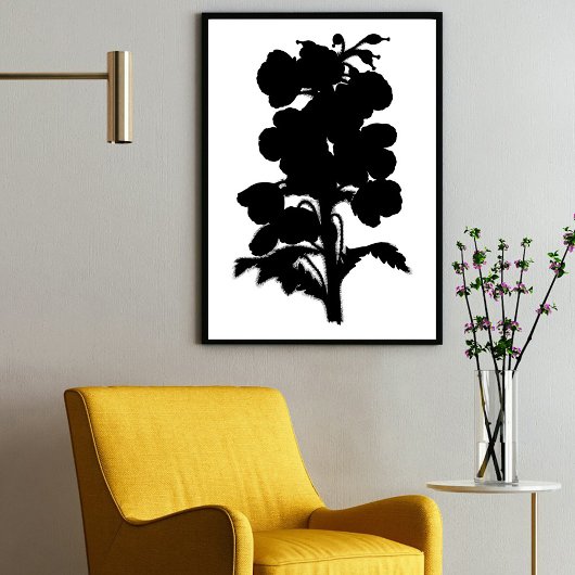 Moderne Zwarte Inkt Abstracte Tuin Floral Art Poster
