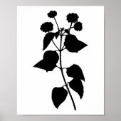 Moderne Zwarte Inkt Abstracte Wildflower Art Poster (Voorkant)