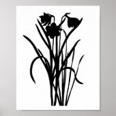 Moderne Zwarte Inkt Abstracte Wildflower Art Poster (Voorkant)