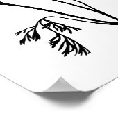 Moderne Zwarte Inkt Abstracte Wildflower Art Poster (Hoek)