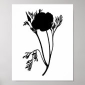 Moderne Zwarte Inkt Abstracte Wildflower Art Poster (Voorkant)
