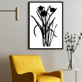 Moderne Zwarte Inkt Abstracte Wildflower Art Poster