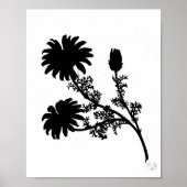 Moderne Zwarte Inkt Abstracte Wildflower Daisy Art Poster (Voorkant)