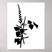 Moderne Zwarte Inkt Abstracte Wildflower Floral Ar Poster (Voorkant)