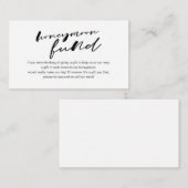 Moderne zwarte inkt minimalisme lettertype, Honeym Informatiekaartje (Voorkant / Achterkant)