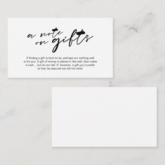 Moderne zwarte inkt minimalistische doopvont, een  informatiekaartje (Voorkant / Achterkant)