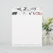 Moderne zwarte inktplaat Roos Gold Stripes Briefhoofd (Staand voorkant)