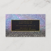 Moderne zwarte iriserende glitter schoonheid make- visitekaartje (Achterkant)