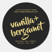 Moderne zwarte-kaarsenlabel ronde sticker (Voorkant)