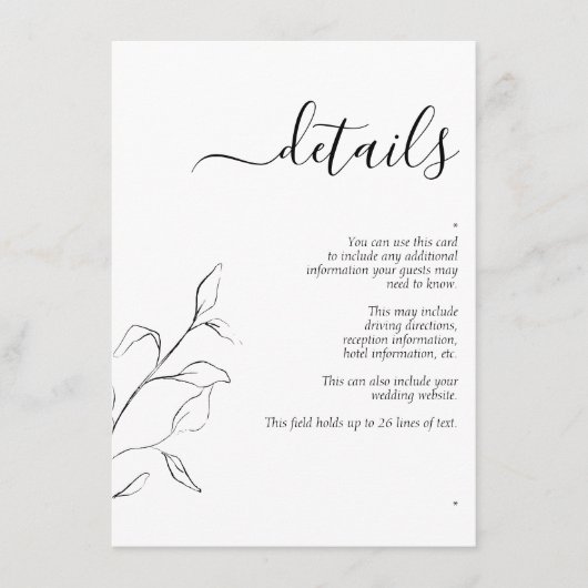 Moderne zwarte Kaart met details over bruiloft (Voorkant)