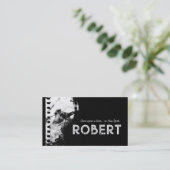 Moderne zwarte kaart met  fotografievibe visitekaartje (Staand voorkant)