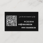 Moderne zwarte kaart met  fotografievibe visitekaartje (Achterkant)