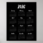 Moderne zwarte kalender 2025 poster (Voorkant)