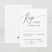 Moderne zwarte kalligrafie, bruiloft-binnenste RSV Informatiekaartje (Voorkant / Achterkant)