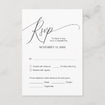 Moderne zwarte kalligrafie, bruiloft-binnenste RSV