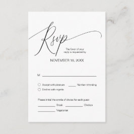 Moderne zwarte kalligrafie, bruiloft-binnenste RSV Informatiekaartje