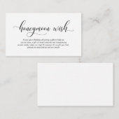 Moderne zwarte kalligrafie, bruiloft Honeymoon Wis Informatiekaartje (Voorkant / Achterkant)