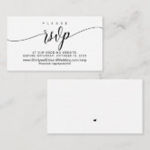 Moderne zwarte kalligrafie, bruiloft RSVP Informatiekaartje (Voorkant / Achterkant)