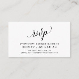 Moderne zwarte kalligrafie, bruiloft RSVP Informatiekaartje