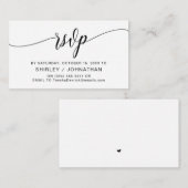 Moderne zwarte kalligrafie, bruiloft RSVP Informatiekaartje (Voorkant / Achterkant)