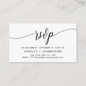 Moderne zwarte kalligrafie, bruiloft RSVP Informatiekaartje (Voorkant)