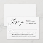 Moderne zwarte kalligrafie, bruiloft RSVP Informatiekaartje (Voorkant / Achterkant)